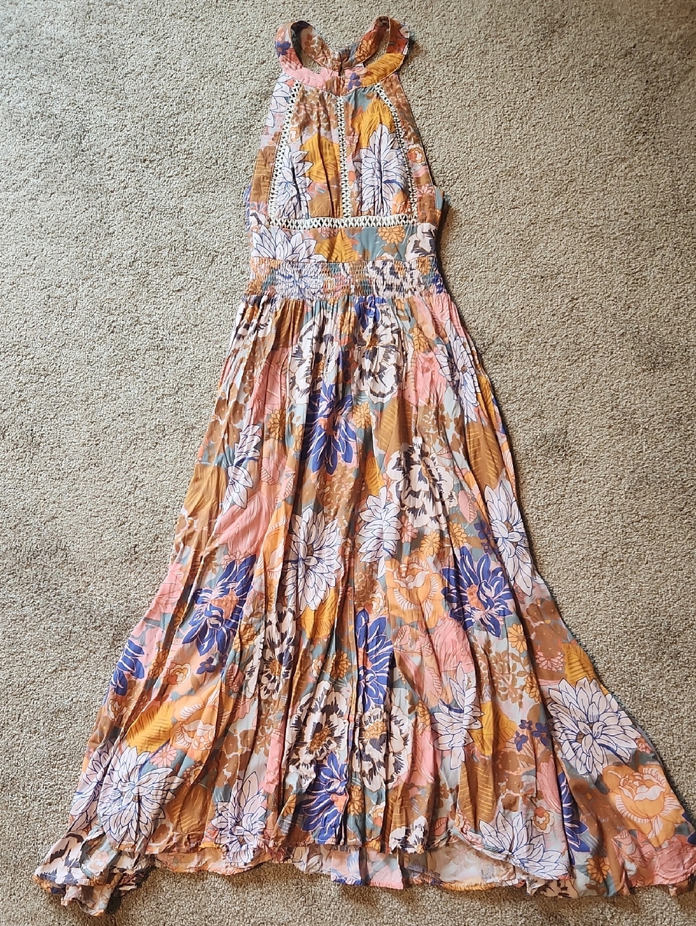 Petal & Pup Floral Maxi Dress in Mustard, Pink & Blue